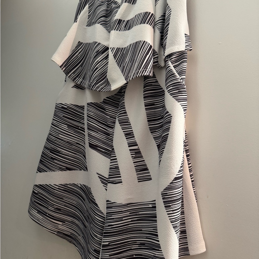 Strapless Romper Black and White Striped Romper or cover up w/ pockets!!!